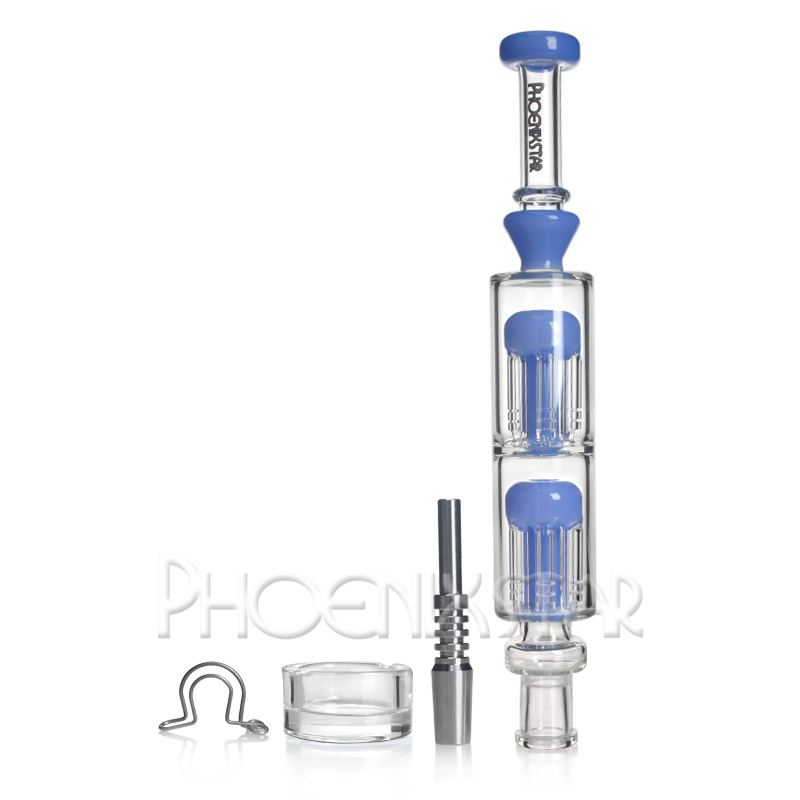 Phoenixstar 10 Inches Nectar Collector Kit Bubbler Titanium Nail Wax Dish Stainless steel Clip Glass Smoking Water Hookah Pipe Accessories with Gift Box