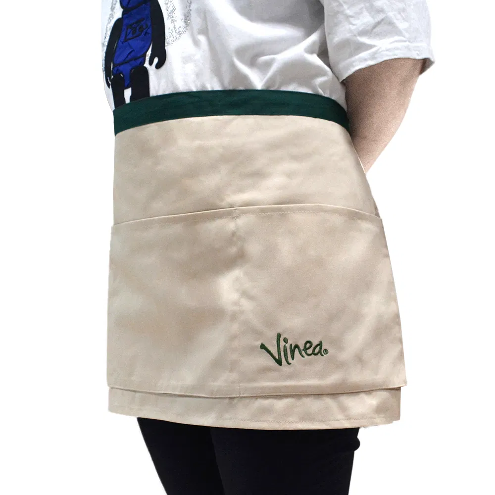 Custom Embroidery Logo Short Waiter Waitress Cotton Waist Aprons