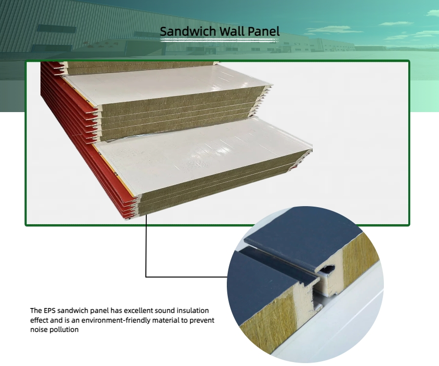 Glass Wool Sandwich Panel for Industrial Factory Exterior Wall Installation