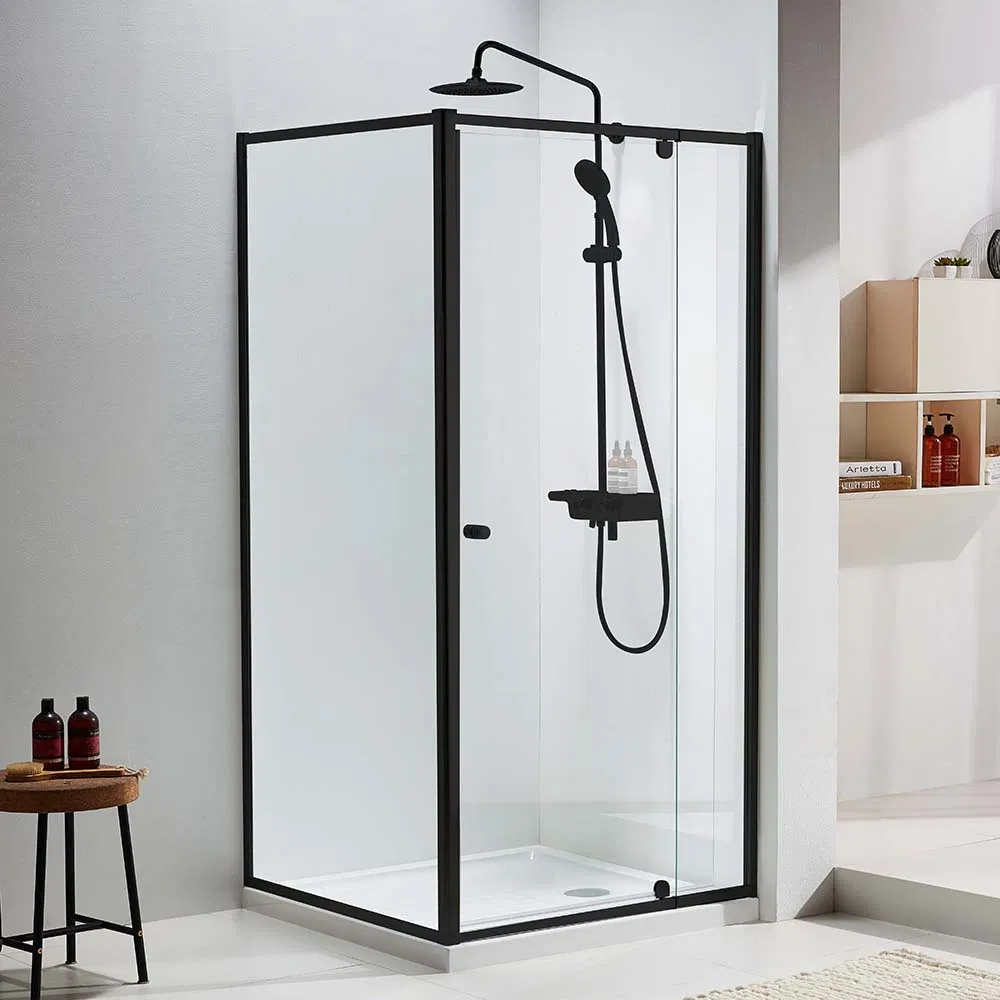 Chrome Bright Sliver Frame Tempered Glass Shower Stall Enclosures for Bathroom