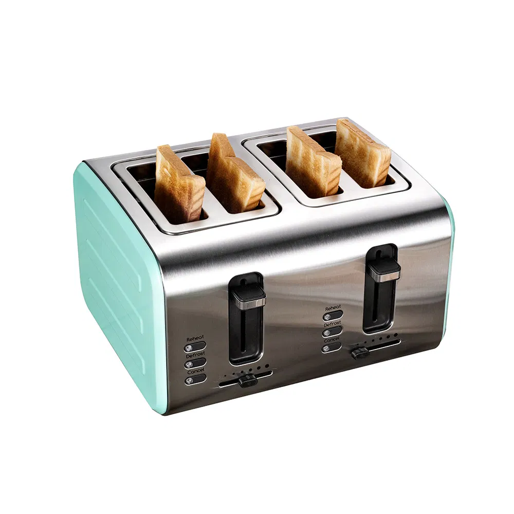 Retro 4 Slice Toaster Home Multifunctional Breakfast Machine Heating Toaster Wide Slot 6 Settings