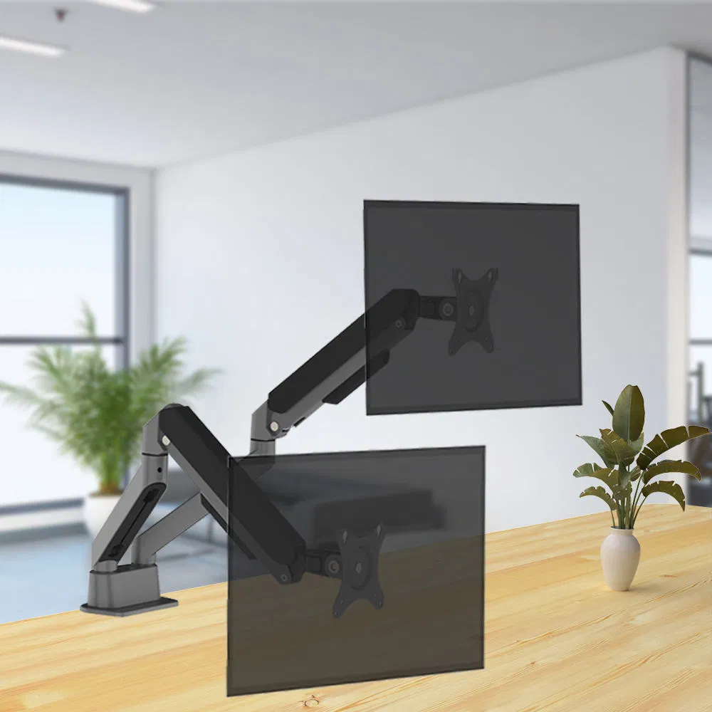 Factory Wholesale Monitor Arm Gas Spring Full Motion Dual Monitor Mount