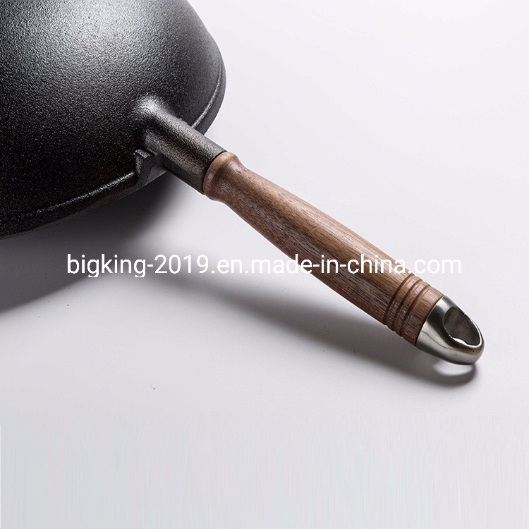 Чугунный вок с деревянной ручкой, 31 см