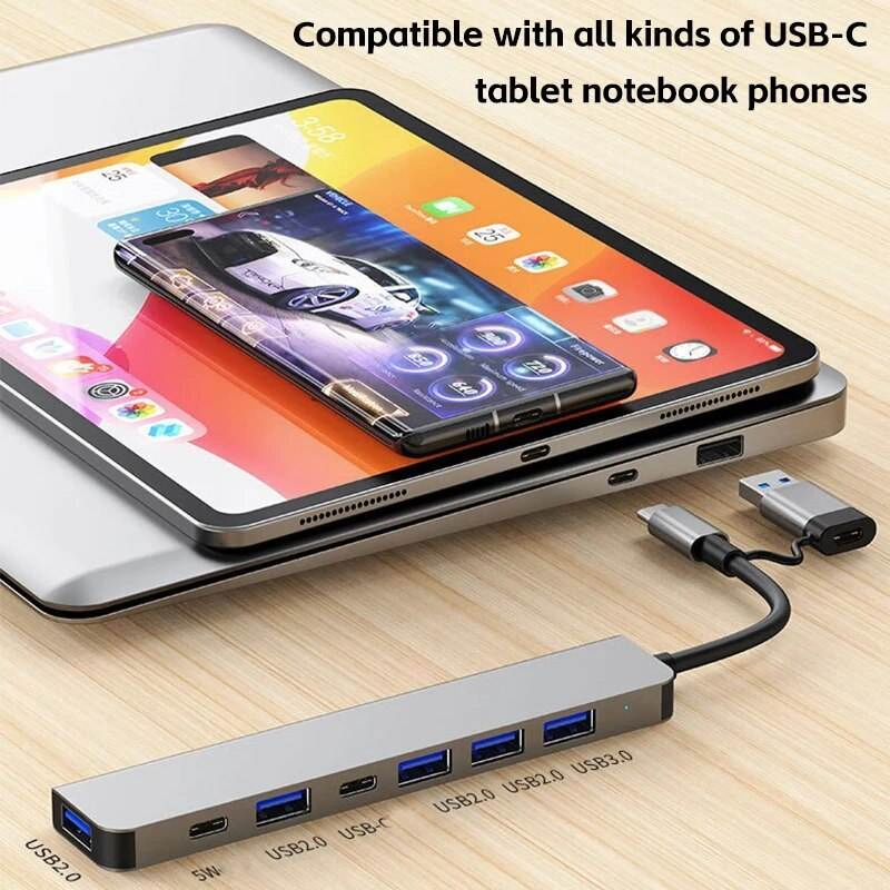Customization Multifunction 11 in 1 Hub USB C Multiport Adapter HDTV 4K 30Hz 4 USB 3.0 Hub 3.5mm Aux 11 Port Dock Station for Laptop Splitter