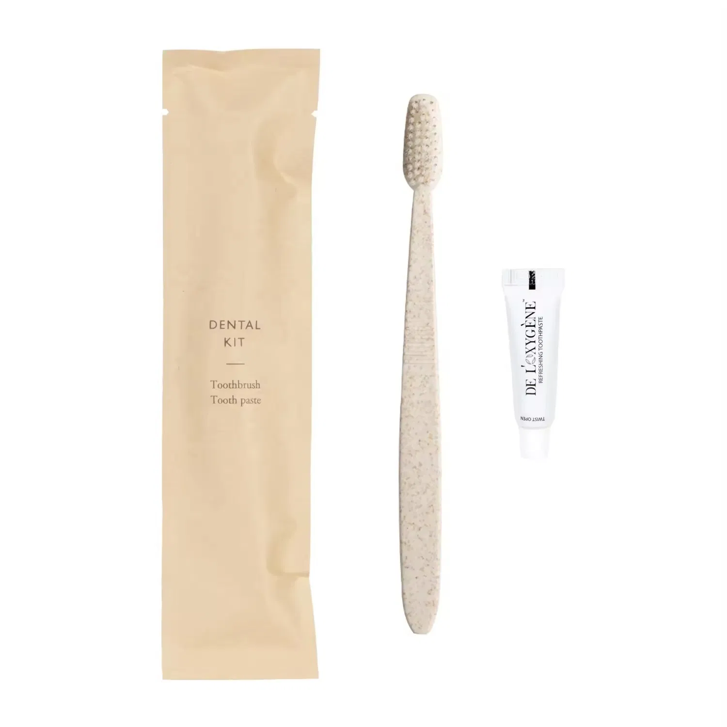 Travel Dental Kit Featuring Hotel Toothbrush and Mini Toothpaste
