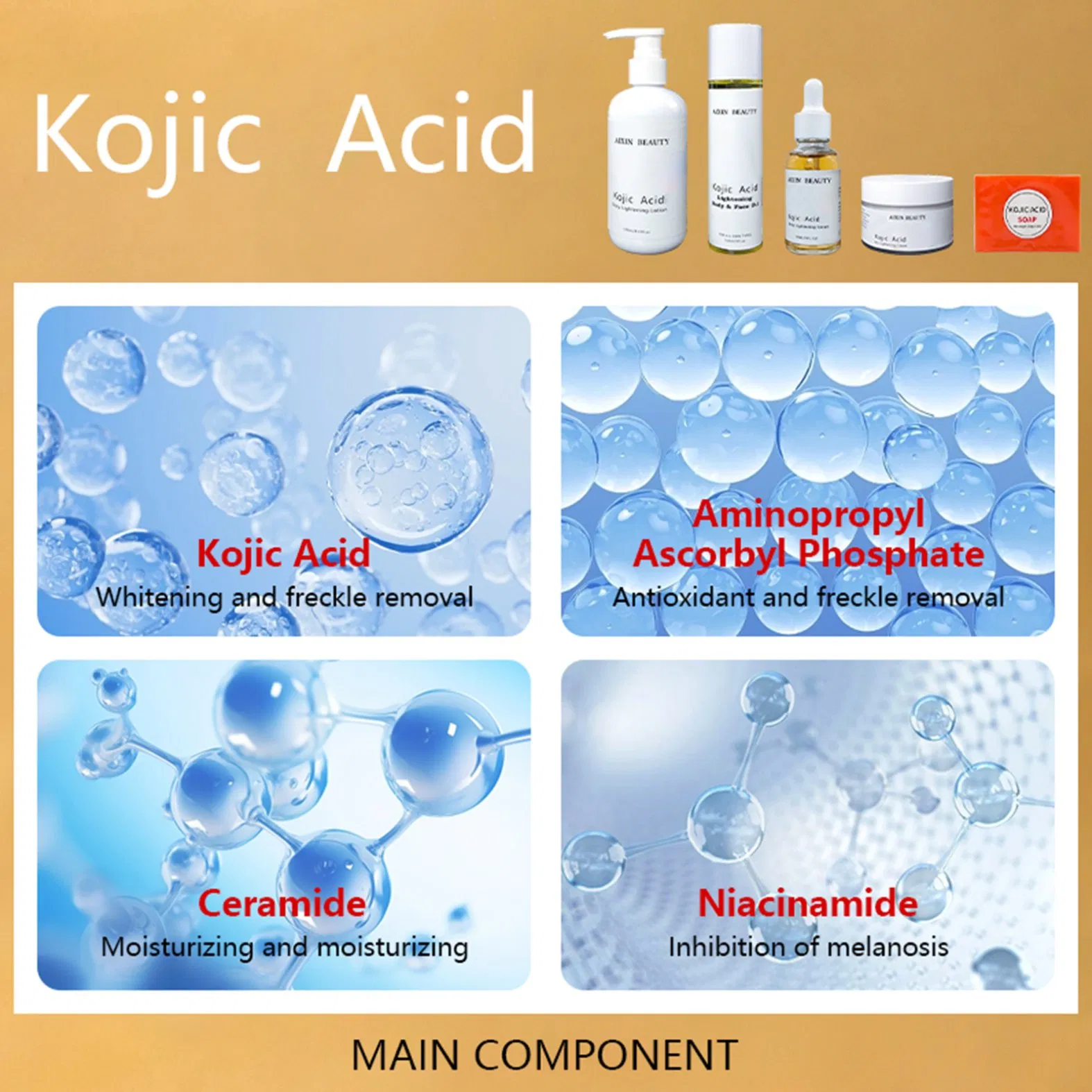 Beauty Cosmetics Skin Care Improve Dryness and Minimize Pores Kojic Acid Skin Care Set