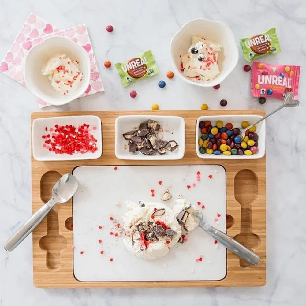 ODM Picnic Time Ice Cream Parlor Mixing Board Set Ice Cream Mixing Serving Boards Set Ice Cream Sundae Serving Bowl