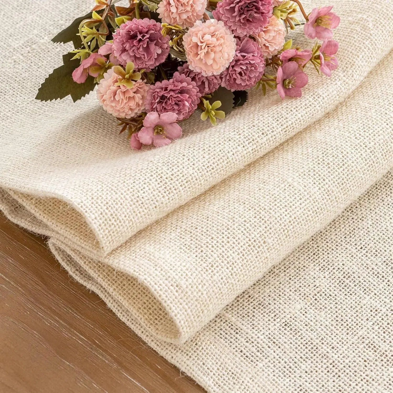 Burlap Farmhouse Table Runner 14X120 Inch, 100% Jute Soft Material, Perfect
