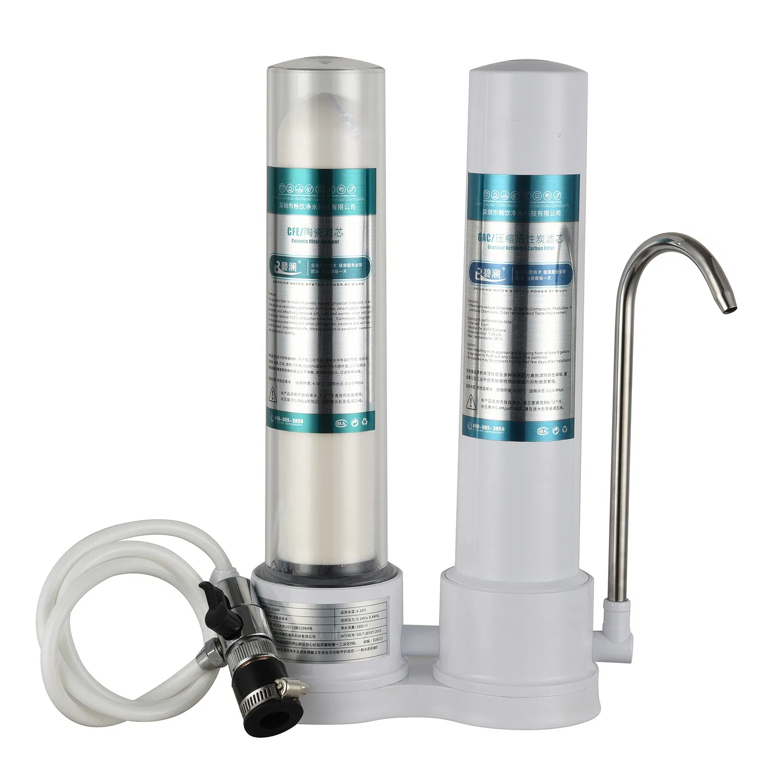 Stainless Steel Housing Residential Triple 3 Stage Household Water Purifier for Undersink Wall Mount Water Filter System Water Purification Water Dispenser