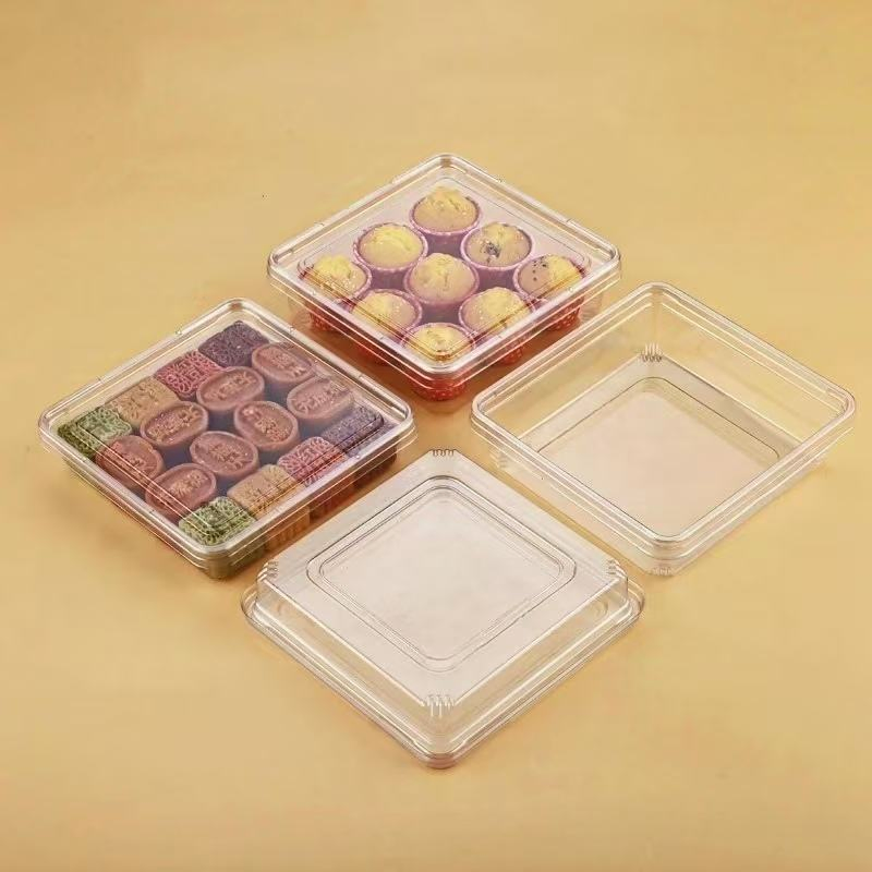 Custom Clear Pet Square Cake Box for Biscuits Dessert Cookies Packaging