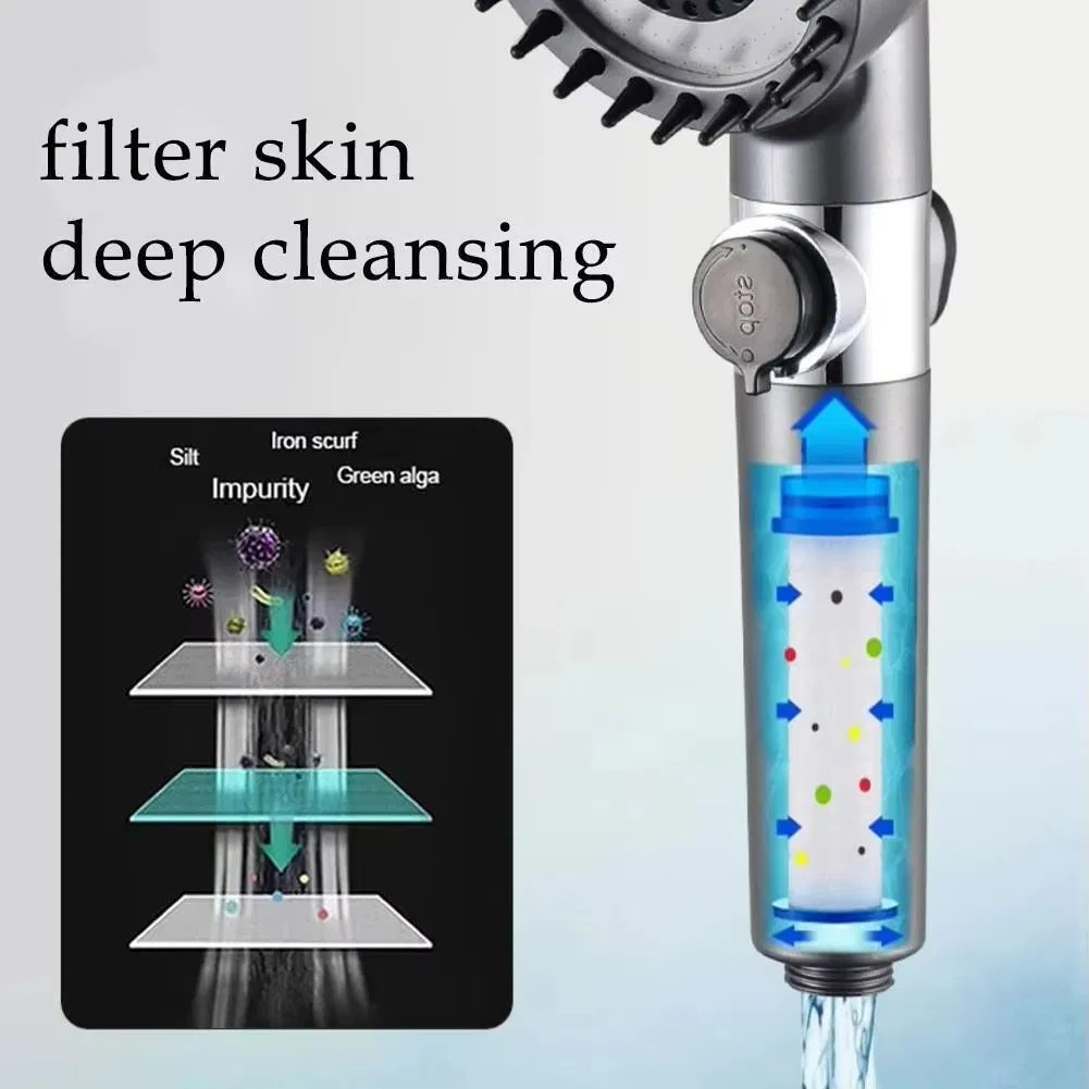 Bathroom Pressurized Shower Head High-Pressure 3 Features Handheld Filter Sprayer
