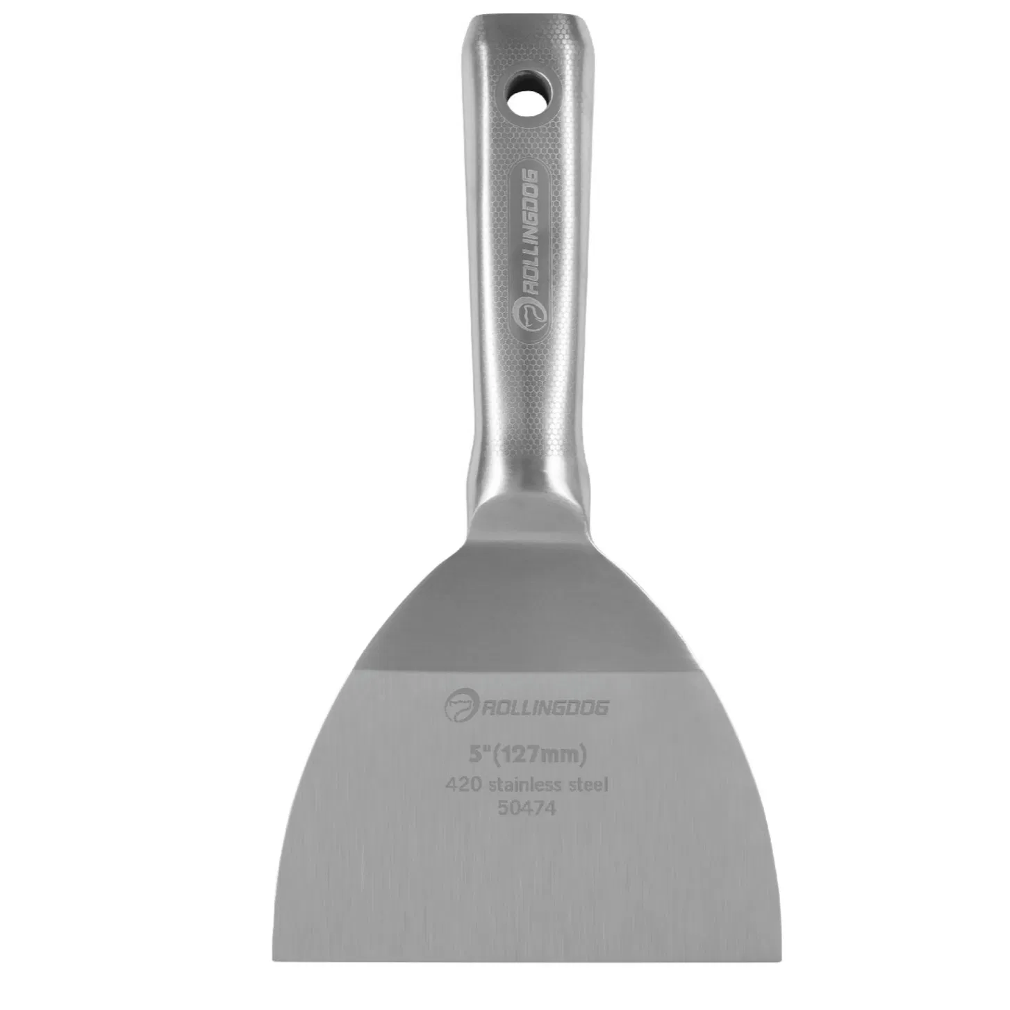 Rolingdog-Elite 50474 Stainless Steel 5 Inch Putty Knife Flexible All-Metal Mirror Polished