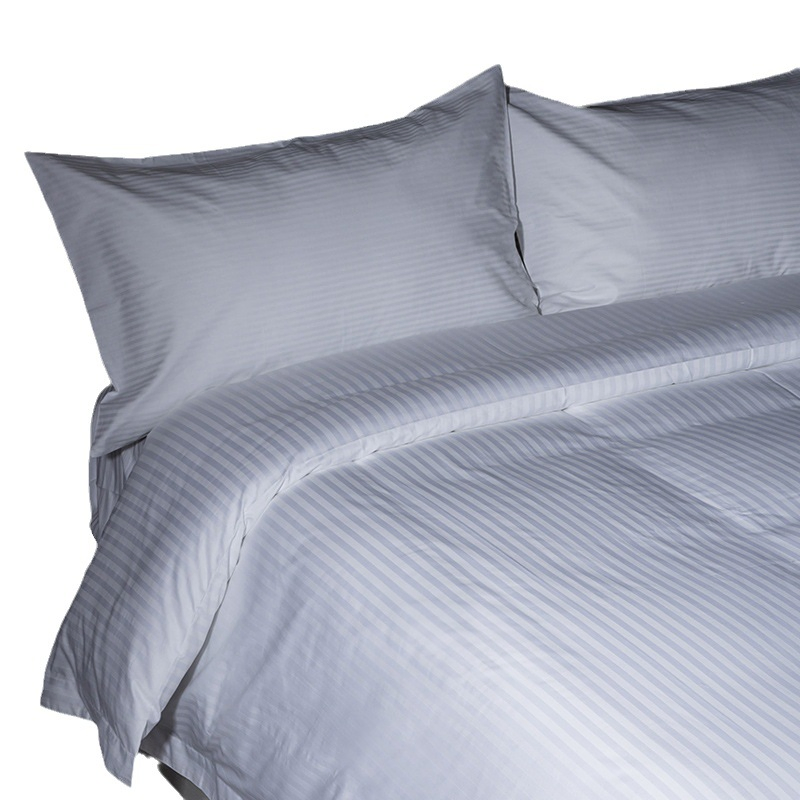 Low Price 250tc/300tc Jacquard Stripes 100% Cotton Hotel Bedding Set