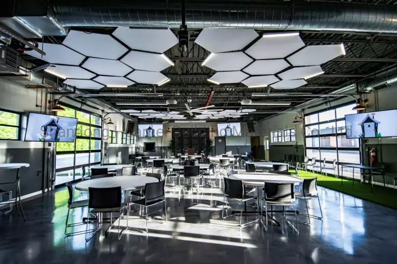 Fireproof Decorative Interior Suspended Metal Ceiling Tiles Fashionable Hexagon Glasswool Ceiling Panel