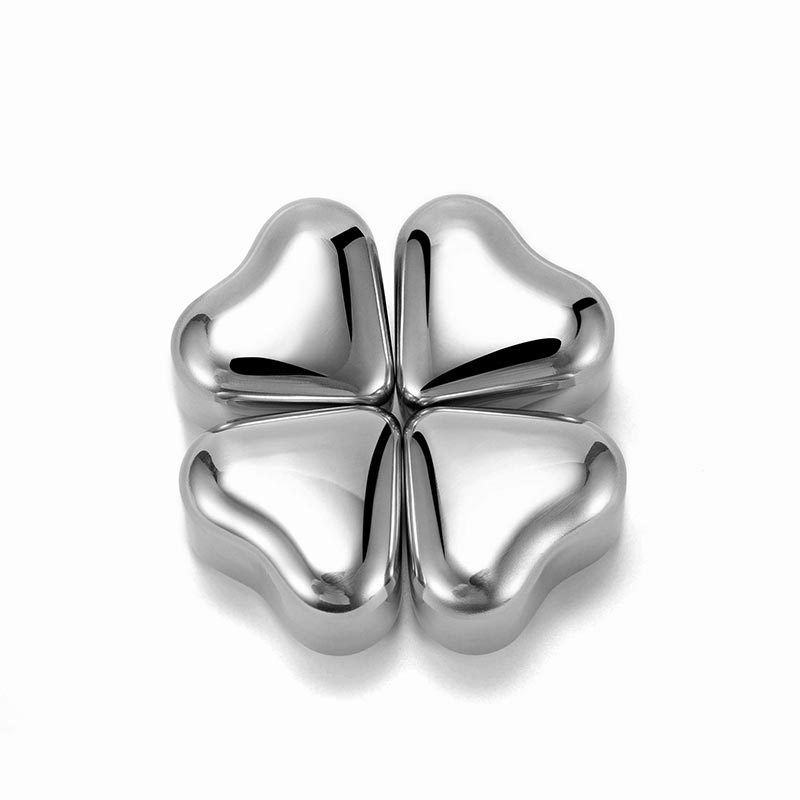 Wholesale Reusable Silver Heart Shaped Whiskey Stone Ice Wine Stone Bar Tools Stainless Steel Whiskey Stones
