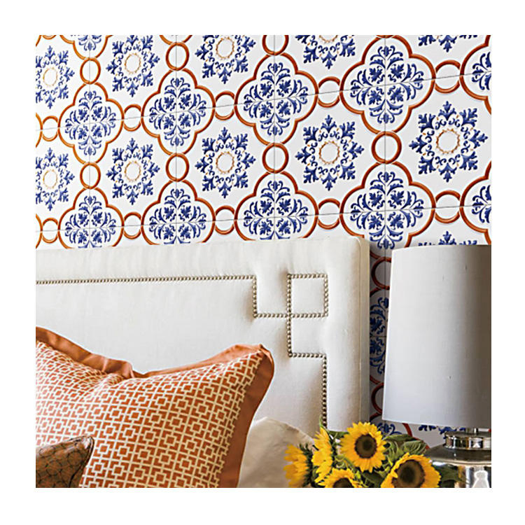 Home Decoration Kitchen Flower Design Sticker Wall Glazed Porcelain Tile
