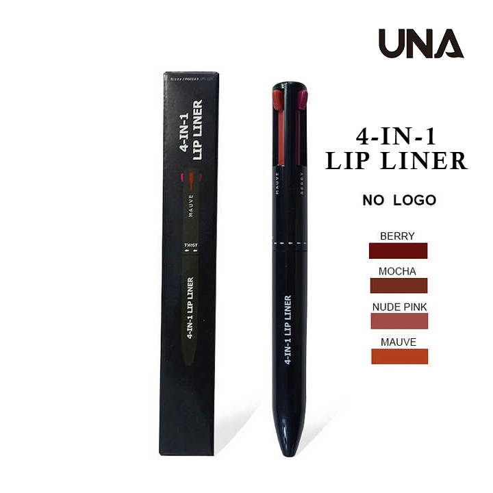 Private Label Customize Long Lasting Lip Liner 4 Refills 4 Colors Lipliner Pencil 4in1 Makeup Pen
