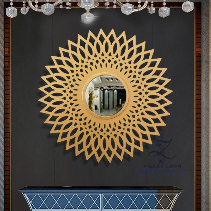 Metal Sun Glass Mirror Living Room Wall Decoration Pendant Creative Restaurant TV Background Wall Three-Dimensional Porch Wall Hanging Mirror