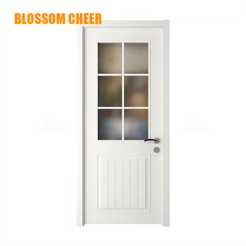 Elegant Snow White Lacquer Door with Inlay and Groove Design