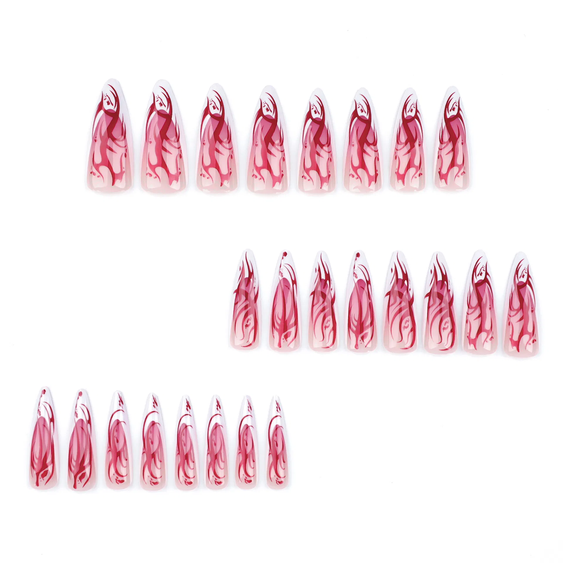 Artistic Flame Press-on Nails Reusable Halloween Party Wearable Fake Nails