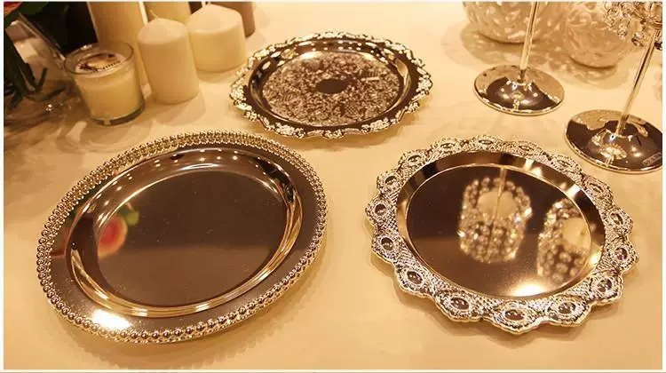 Wedding Metal Gold or Silver Plated Beaded Charger Plate for Party Banquet