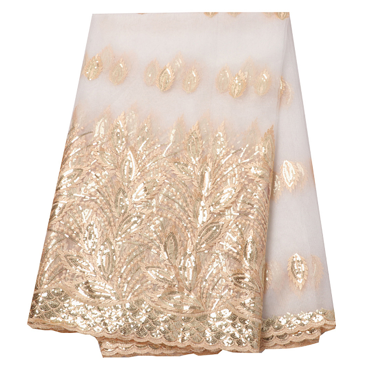 Кружево африканское вышитое с блестками для свадебного платья
