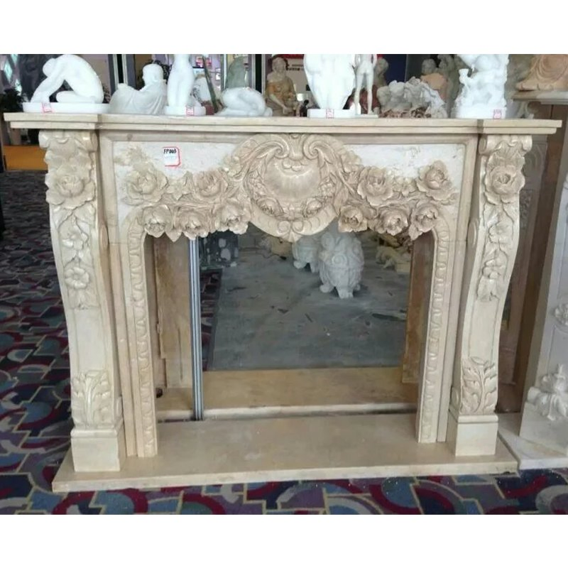 Камин из белого мрамора ручной работы