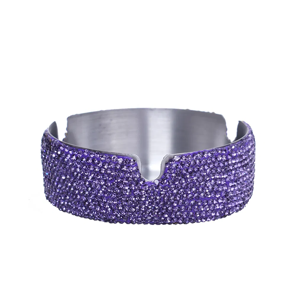 Sparkling Silver Ashtray Bling Diamond Rhinestone Decor for Home Stainless Steel Ashtray