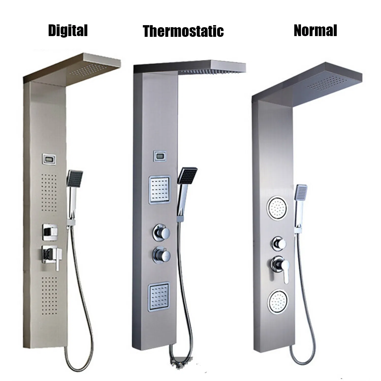 Temperature Display 304 Stainless Steel Massage Rainfall Shower Bathroom Shower Wall Panel