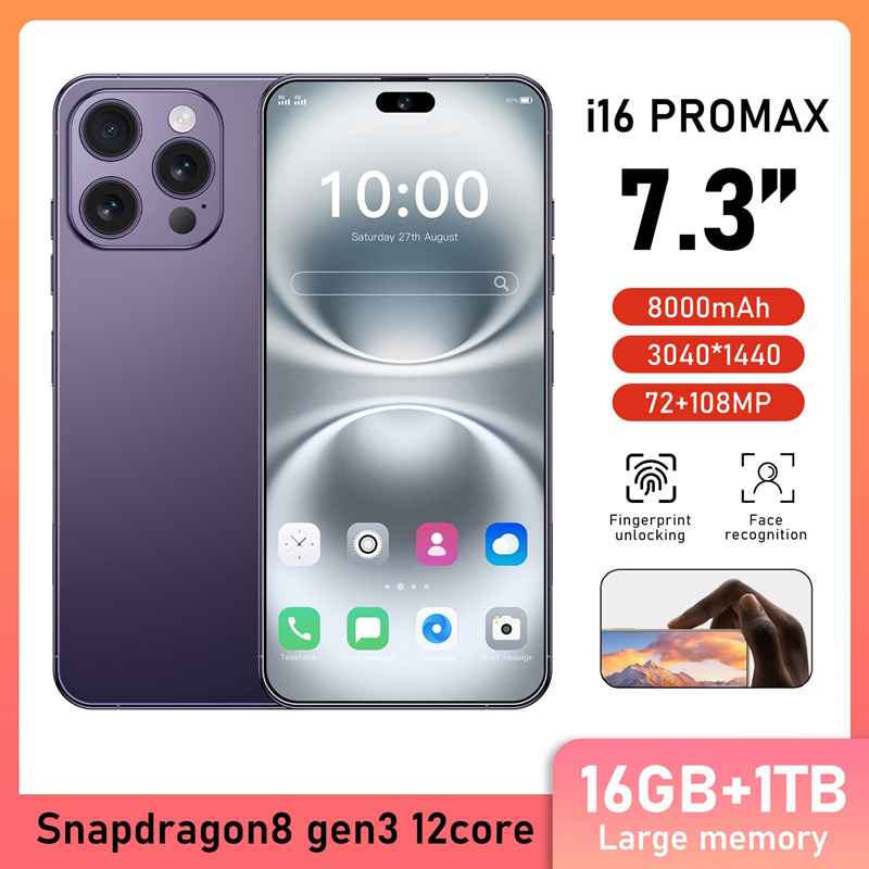 Affordable 16GB+1tb I15 I16 PRO Max Mobile 5g Dual SIM Smart Cell Phone