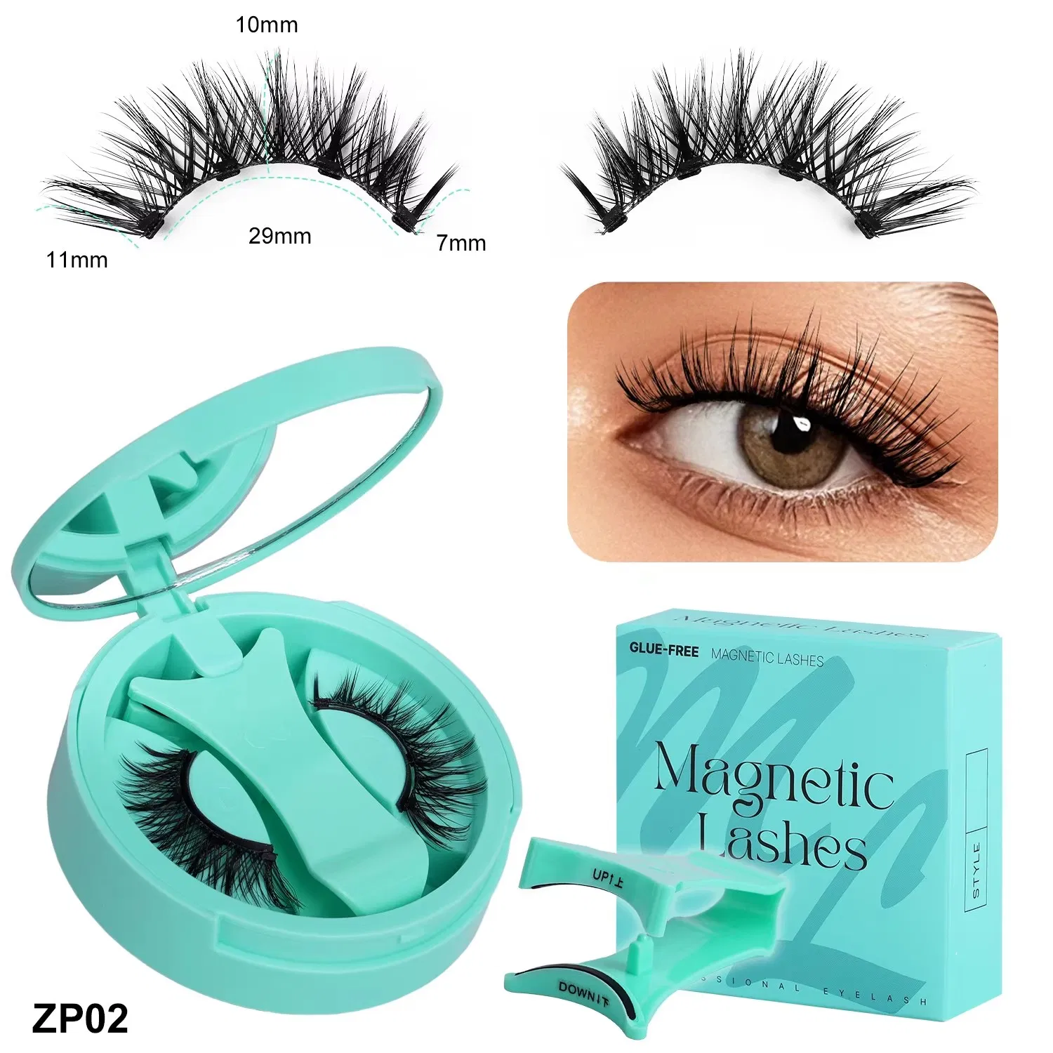 2025 Hot Private Label Natural Magnetic False Eyelashes No Glue Magnetic Eye Lash with Applicator False Eyelashes