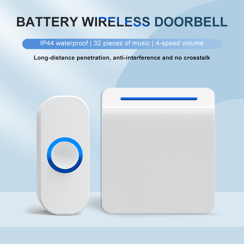 Battery Wireless Anti-Interference Doorbell with LED Flashing Light