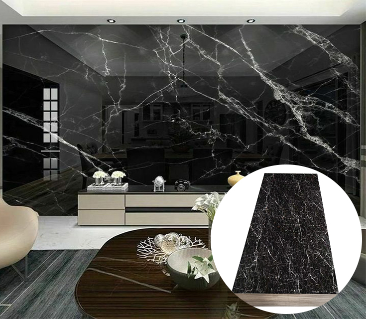 Interior Home Decor Golden Metallic High Glossy PVC Wall Panel Board UV Marble Sheet