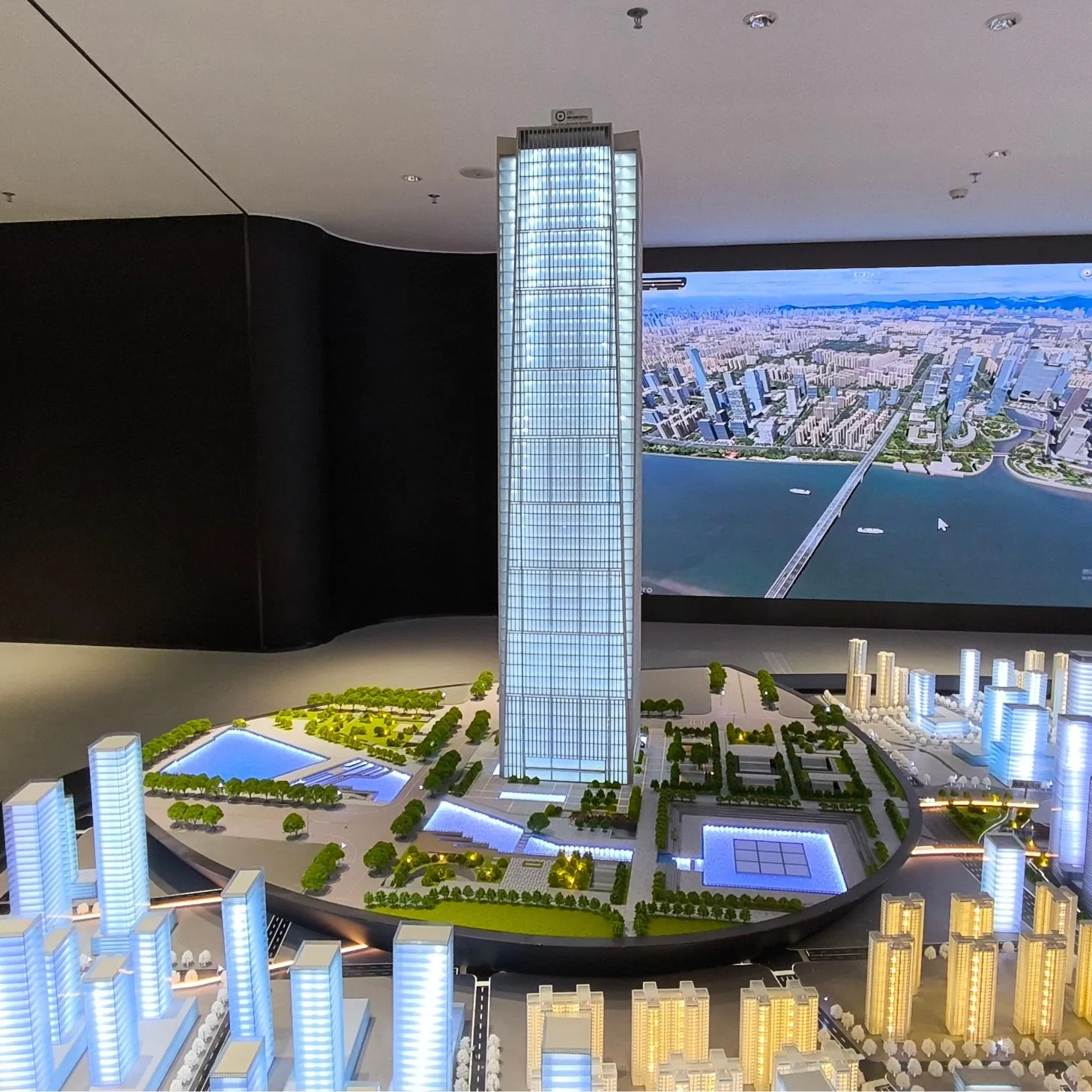 3D High-End Modern Commercial and Financial Square Building Sand Table Model