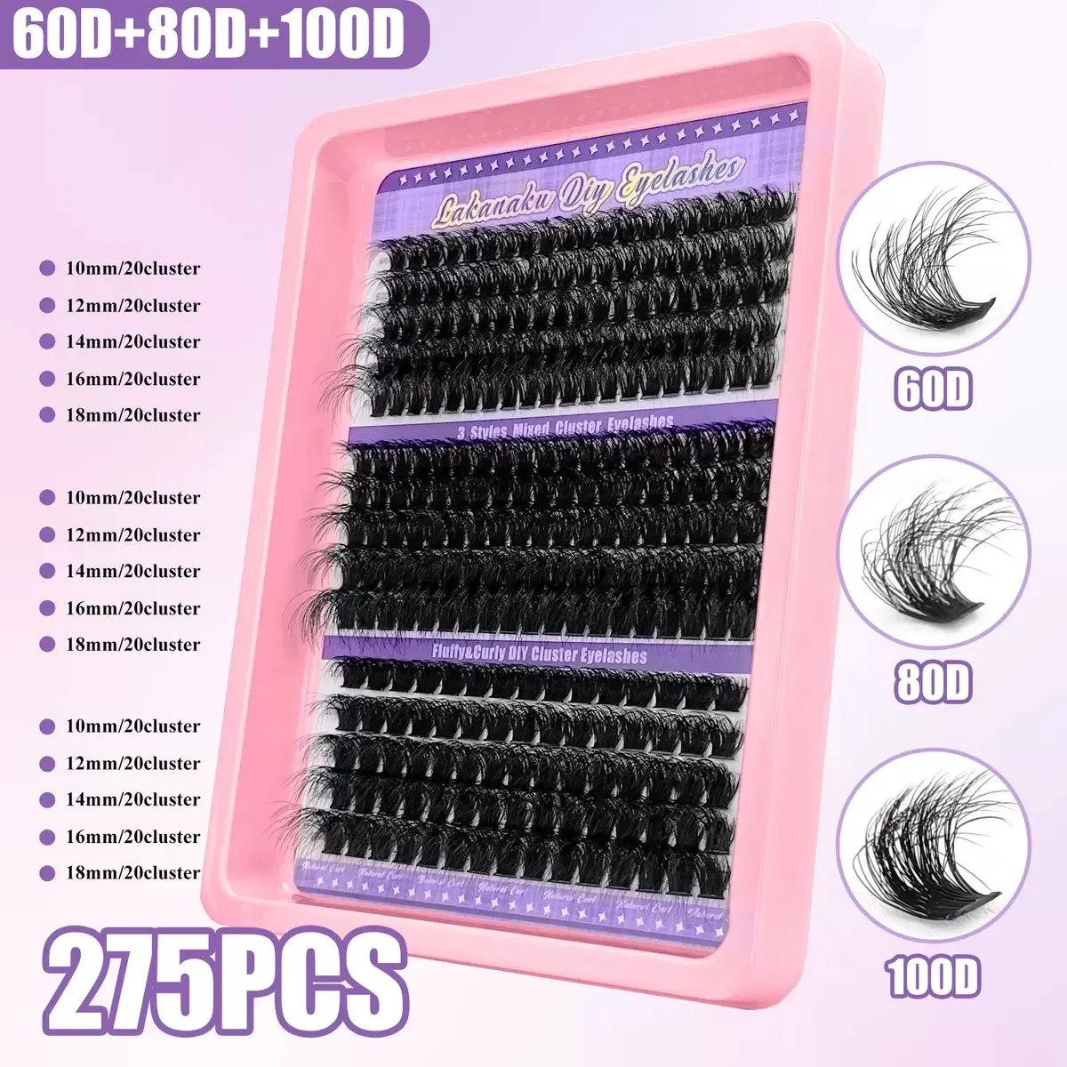 Custom Logo 30d 40d 50d 60d 80d 100d Soft Cluster Lashes Individual Eyelash Extension Set Eyelash with Glue Waterproof Kit