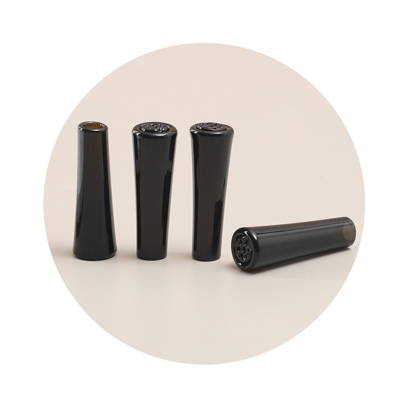 Reusable Durable Smoking Acceessoies Custom Pre Roll Cigars Joint Glass Mouthpiece Black Filter Tip