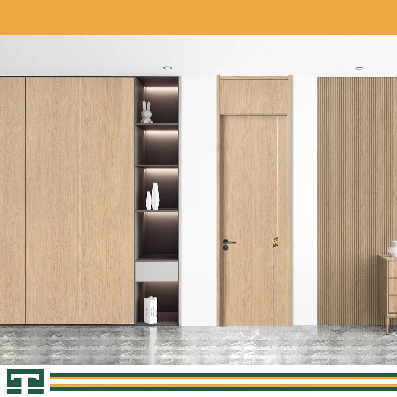 Modern Interior Room Main Oak Wooden Double Leaf Solid Wood Security WPC PVC Soundproof Sliding Entrance Hotel Plastic Polymer Carbon Crystal Shaker House Door