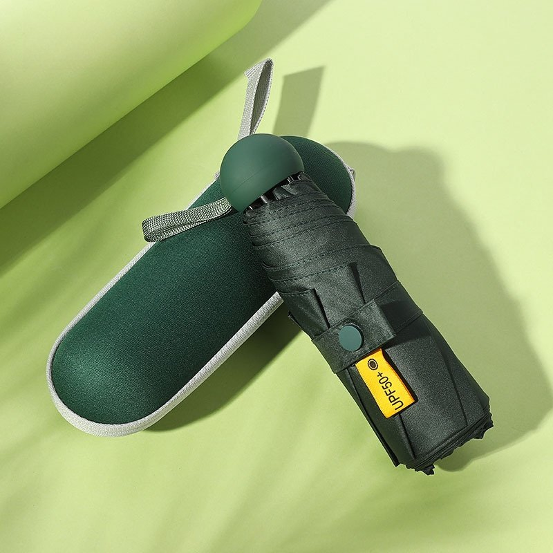 6rib 5 Folding Custom Rain and Sun Capsule Sunshade Gift Advertising UV Lady White Umbrella with Logo Printing with Case