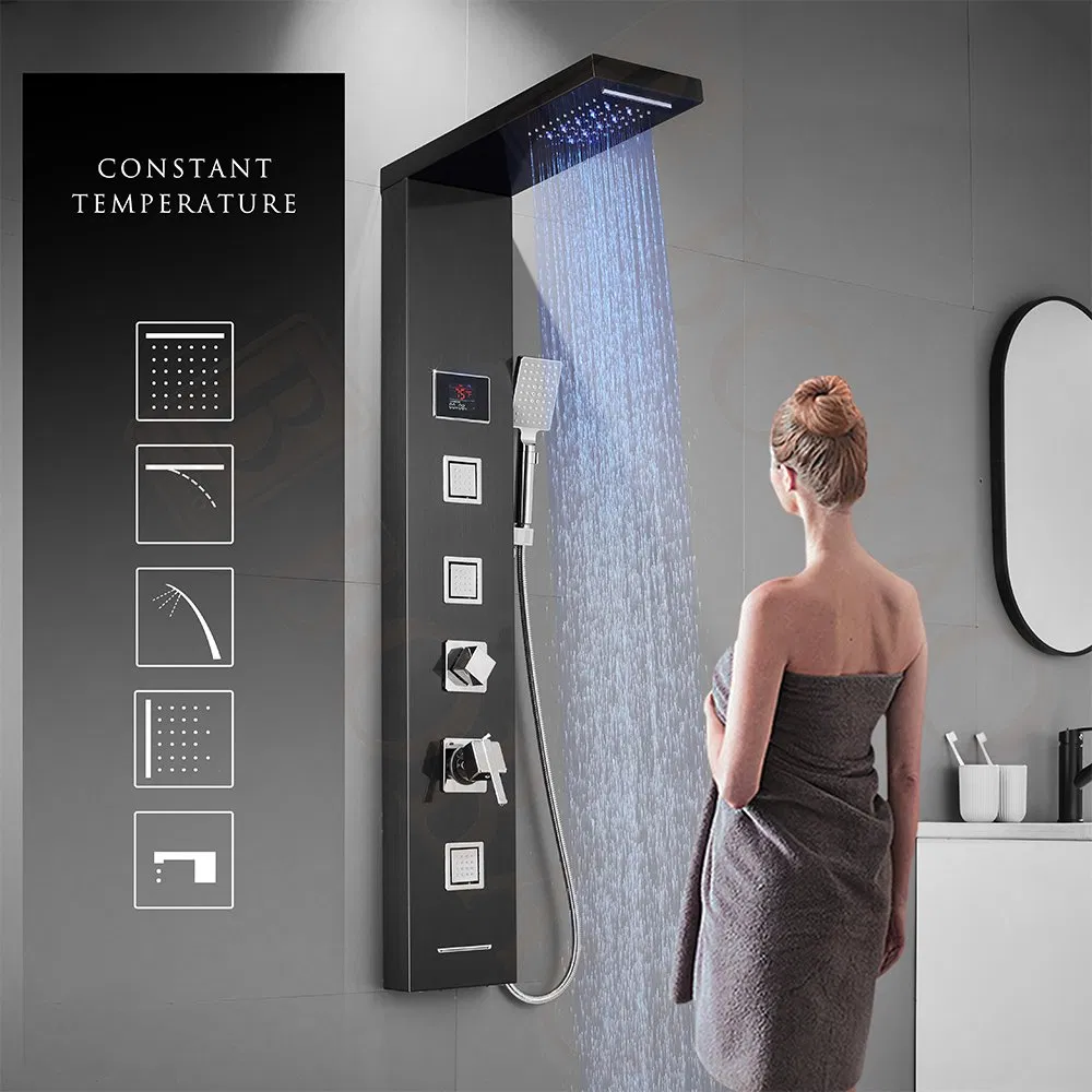 Premium Modern Waterfall Shower Panel with LED Lighting