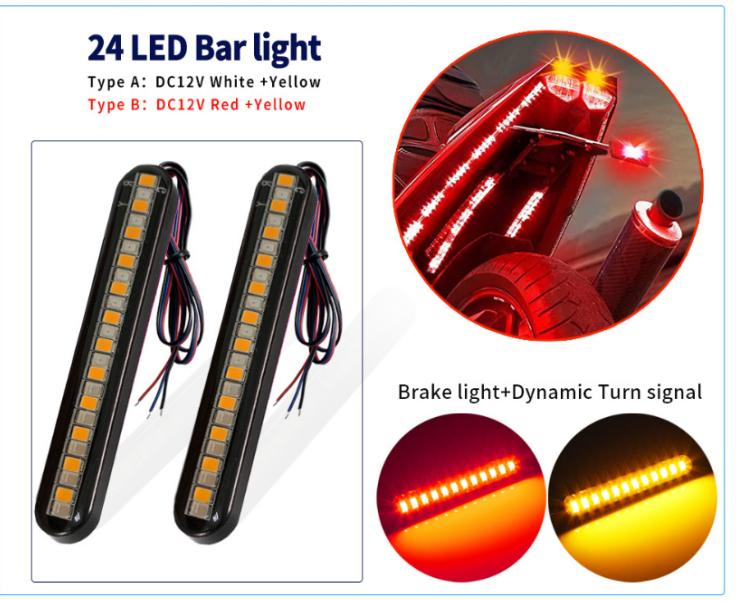 LED License Plate Lamp - 3W 24 SMD, Dual Color, Dynamic Turn/Brake/Tail Light, DC 10-30V, Waterproof