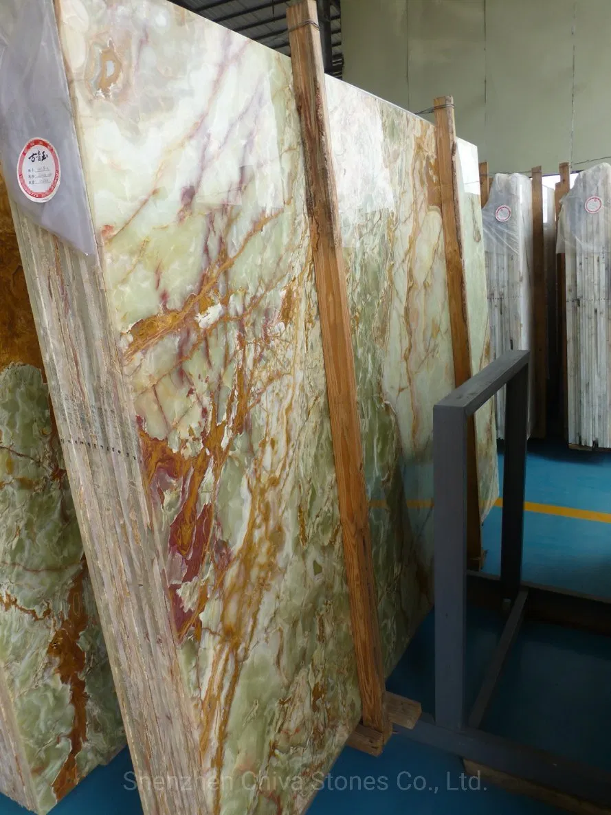 Interior Decoration Clear/Transparent Marble Green/Onyx/Jade Backlight Illuminated Wall Slab Tiles