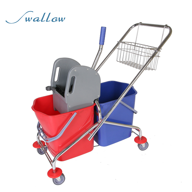 High Quality Double Mop Wringer Bucket Trolley