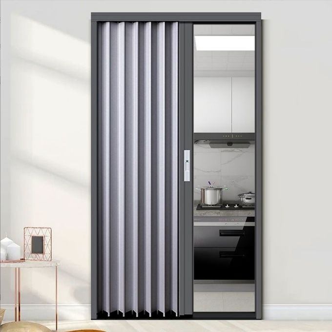 Modern Bi-Fold Slidinq Retractable Aluminum Alloy Invisible Low Rail Space-Saving Kitchen Shoppingmall Exterior Entrynfrc Door
