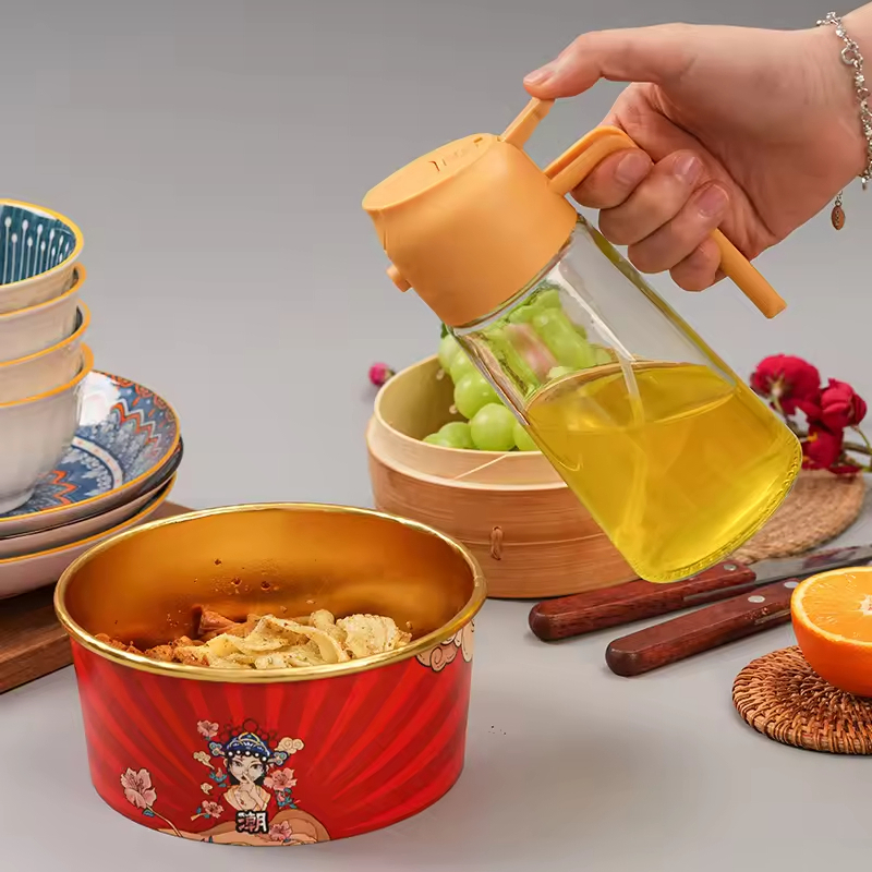 470ml 2 in 1 Kitchen Oil Sprayer Dispenser Filter Glass Olive Spray Bottle Cooking for Salad Making Baking Frying