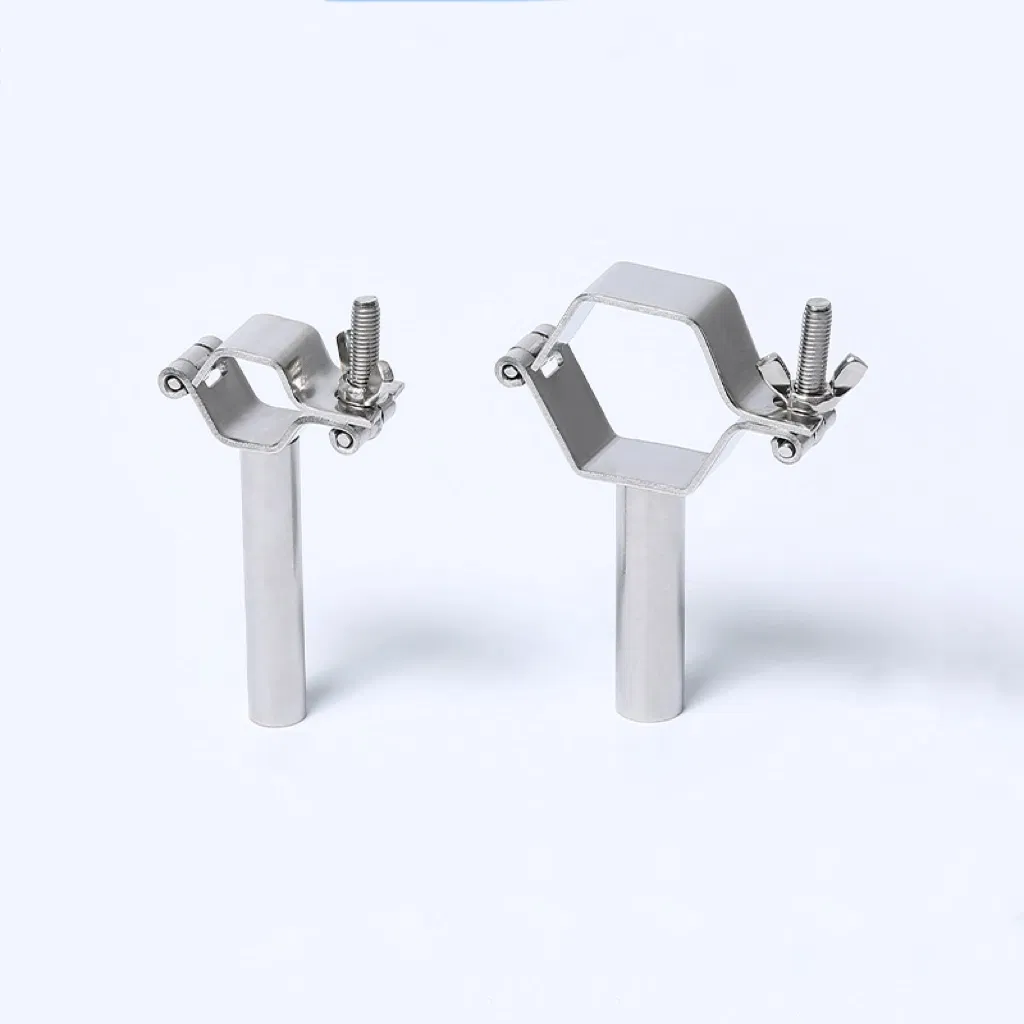 Sanitary Stainless Steel Single Pin Hexagon Pipe Holder/Support with Handle