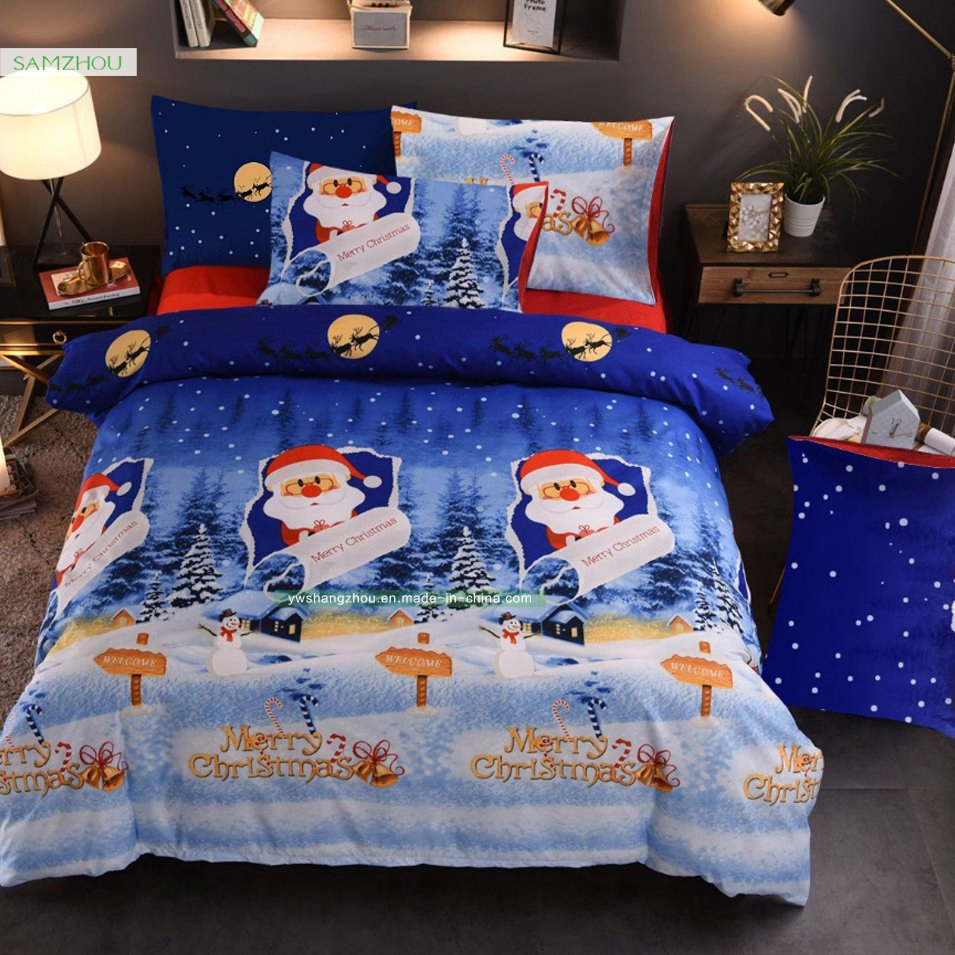 Christmas Gift Three Piece 3D Printing Bedding Set of Santa