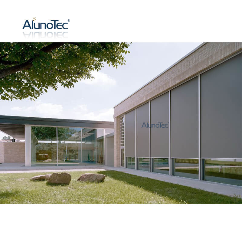 AlunoTec Anti-UV Motorized Fabric Roller Shades Patio Curtains Vertical Curtains Shade Shutters Screen Zip Outdoor Blinds