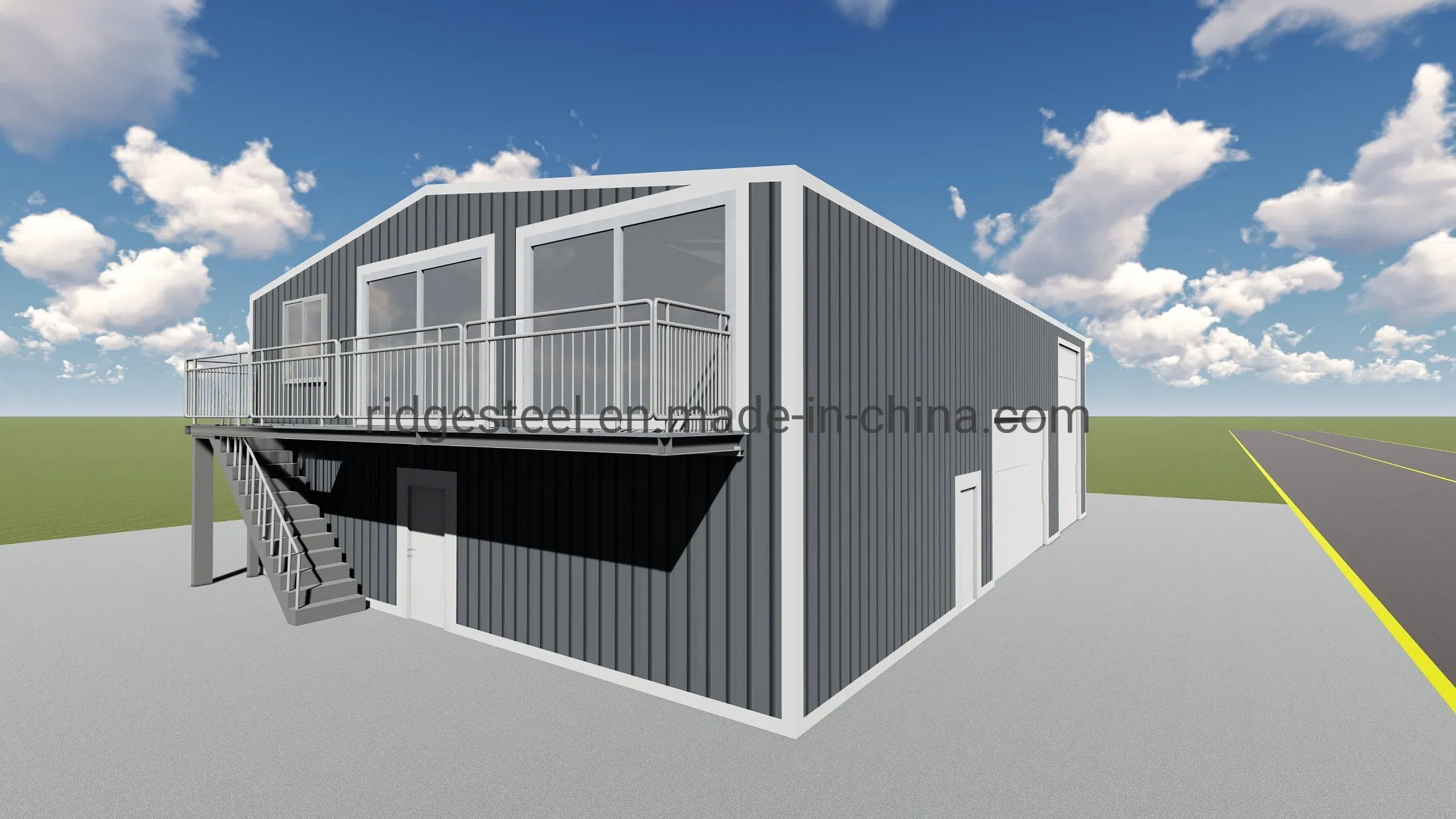 Industrial Prefabricated Steel Structure Construction Building Farm Storage Shed with Foldable Garage