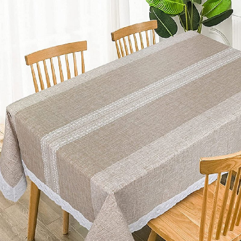 PVC Tablecloth Heavy Duty Vinyl Waterproof Oil-Proof Table Cloth Stain-Resistant Wipeable Rectangle