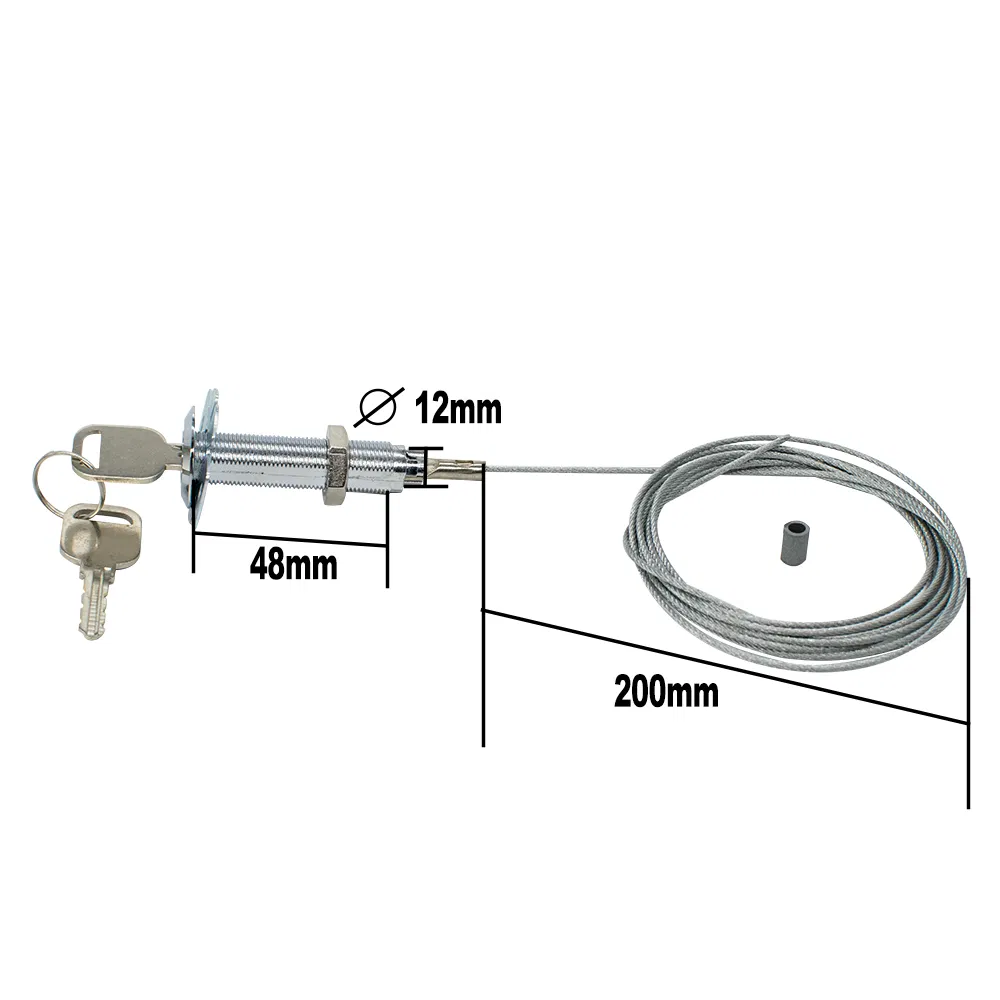 Garage Gate Door Lock Rolling Door Shutter Door Gate Emergency Lock with 2 Keys Cobber Lock Mechanism Steel Wire 2m